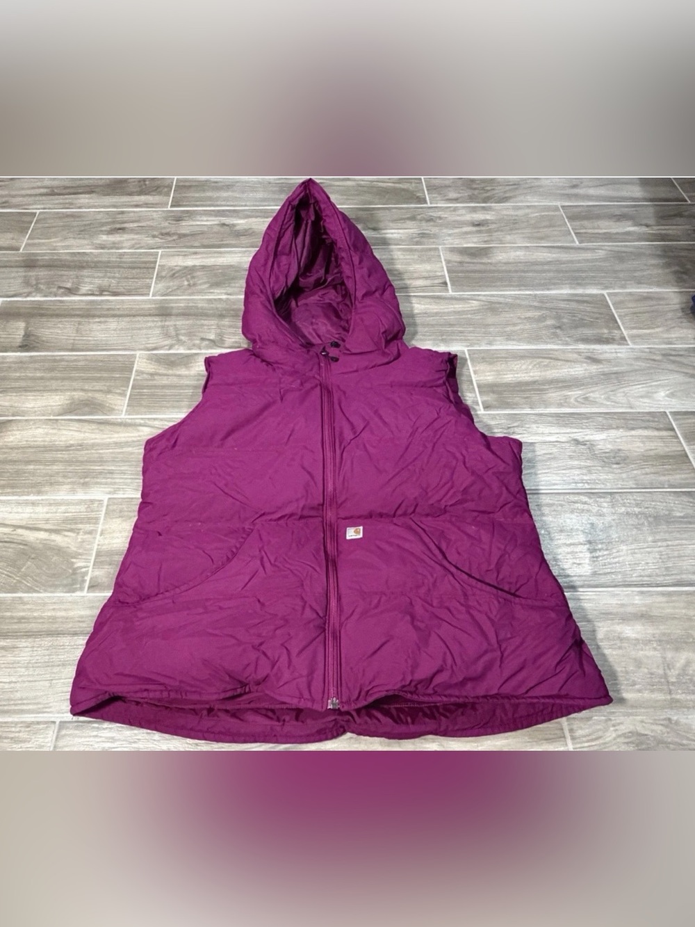 Vintage Carhartt Vest Womens XL Down Puffer Hooded Quilted Hiking 100059 516